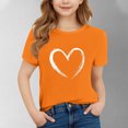 thumbnail image 1 of SGFCWSX Girls Short Sleeve Shirts, Kids Print Summer Tees Regular Fit Crew Neck Everyday Casual Tops Orange Size 10-11 Years, 1 of 4