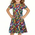 thumbnail image 1 of SGFCWSX Girls Short Sleeve Skater Dress Kids Casual Tie Dye Print Crewneck Swing Dress with Pockets for Spring Summer Multicolor Size 5-6 Years, 1 of 5