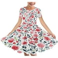 thumbnail image 1 of SGFCWSX Girls Short Sleeve Skater Dress Teens Crewneck Butterfly Floral Print Swing Dress for Spring Summer Casual Play Multicolor Size 13-14 Years, 1 of 4