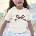 thumbnail image 1 of SGFCWSX Girls Short Sleeve T-Shirt, Kids Cute Regular Fit Casual Tees Bow Print Summer Tops White Size 5-6Years, 1 of 6