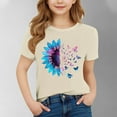 thumbnail image 1 of SGFCWSX Girls Short Sleeve T-Shirt, Kids Print Regular Fit Crewneck Summer Tees Casual Everyday Tops Beige Size 9-10Years, 1 of 4