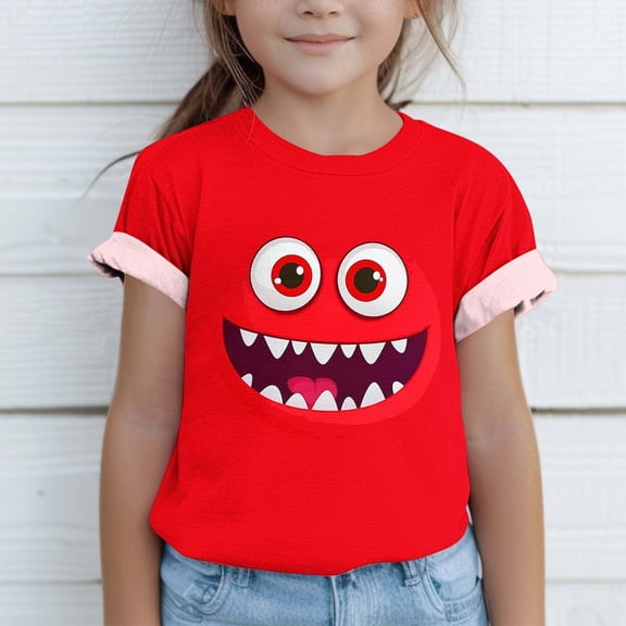 SGFCWSX Girls Short Sleeve T-Shirt, Kids Summer Tops Graphic Regular Fit Crew Neck Casual Daily Tees Multicolor Size 11-12 Years