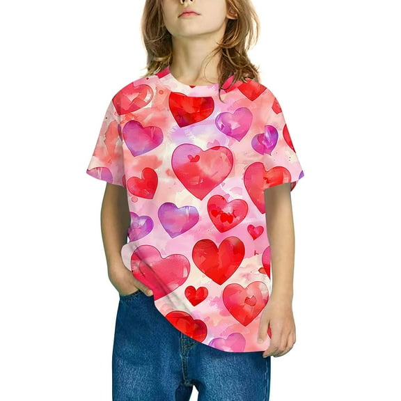 SGFCWSX Girls Short Sleeve T-Shirt Soft Top for Kids Cotton Loose Printed Casual Tees Multicolor Size 5-6 Years