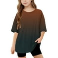 thumbnail image 1 of SGFCWSX Girls Short Sleeve T-Shirt, Teens Crew Neck Oversized Tees Gradient Daily Summer Tops Orange Size 14-15 Years, 1 of 8