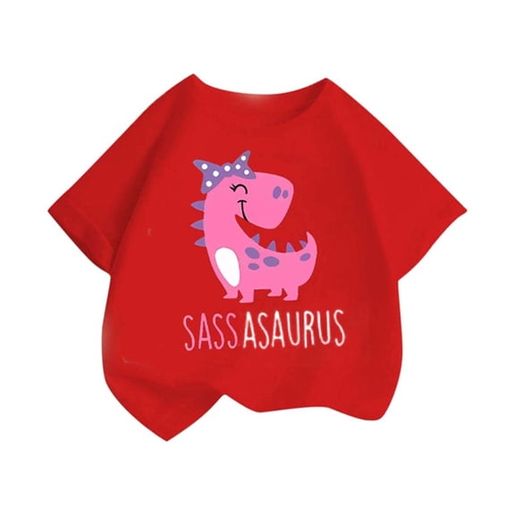 SGFCWSX Girls Short Sleeve T-Shirt, Teens Print Cotton Casual Crew Neck Top, Daily Summer Tees Red Size 12-14 Years