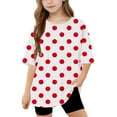 thumbnail image 1 of SGFCWSX Girls Short Sleeve T-Shirt, Teens Tees Oversized Polka Dot Crew Neck Casual Summer Tops Red Size 14-15 Years, 1 of 8