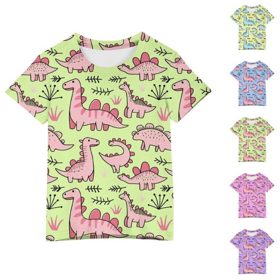 SGFCWSX Girls Short Sleeve T Shirts, Kids Crewneck Graphic Tees Summer Casual Tops Multicolor Size 9-10 Years