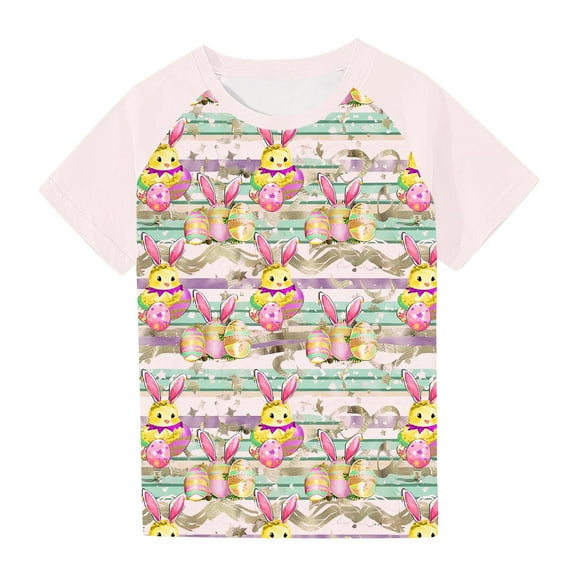 SGFCWSX Girls Short Sleeve T Shirts, Kids Crewneck Tees Print Summer Casual Tops Multicolor Size 11-12 Years