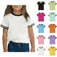 thumbnail image 1 of SGFCWSX Girls Short Sleeve T Shirts, Kids Tees Crewneck Ringer Relaxed Fit Summer Casual Tops White Size 7-8 Years, 1 of 10
