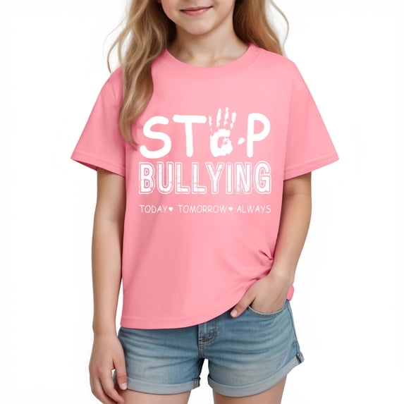 SGFCWSX Girls Short Sleeve T Shirts Soft Cotton Casual Everyday Graphic Print Daily Wear Tops for Kids Pink Size 3 Years
