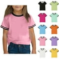 thumbnail image 1 of SGFCWSX Girls Short Sleeve T Shirts, Teens Crewneck Tees Ringer Relaxed Fit Summer Casual Tops Pink Size 13-14 Years, 1 of 10
