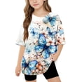thumbnail image 1 of SGFCWSX Girls Short Sleeve T Shirts, Teens Printed Oversized Crewneck Tops Summer Casual Tees Multicolor Size 13-14 Years, 1 of 9