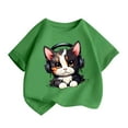 thumbnail image 1 of SGFCWSX Girls Short Sleeve Tops, Kids Graphic Cotton Crew Neck Breathable T-Shirt, Casual Summer Tees Green Size 6-8 Years, 1 of 8