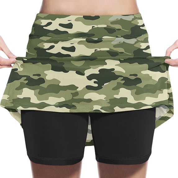 SGFCWSX Girls Skort Elastic Waist 2 in 1 Kids Quick Dry Camouflage Print Mini Skorts for Tennis Golf Active Wear Camouflage Size 3 Years