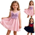 thumbnail image 1 of SGFCWSX Girls Sleeveless Dress Bow Round Neck A-Line Casual Summer Dresses for Kids Pink Size 5-6 Years, 1 of 10