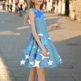thumbnail image 1 of SGFCWSX Girls Sleeveless Dress Casual Star Print Crew Neck A-Line Summer Dresses for Kids Sky Blue Size 4-5 Years, 1 of 6