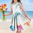 thumbnail image 1 of SGFCWSX Girls Sleeveless Dress Crew Neck Floral Print A-Line Summer Party Dresses for Teens Multicolor Size 13-14 Years, 1 of 6