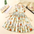 thumbnail image 1 of SGFCWSX Girls Sleeveless Dress Crew Neck Tiered Ruffle Hem with Side Tie Print Casual Summer Dresses for Kids Multicolor Size 4-5 Years, 1 of 3