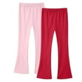 thumbnail image 1 of SGFCWSX Girls Slim Pants High Elastic Waist Flare Trousers for Kids Yoga 2 Pack Trendy Pant Pink Size 7 Years, 1 of 2