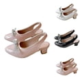 thumbnail image 1 of SGFCWSX Girls Slingback Shoes Kids Low Heel Patent Leather Rhinestone Bow Wedding Party Flower Girl Shoes Pink Size 1 Big Kids, 1 of 10