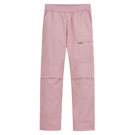 SGFCWSX Girls Fleece Pants Straight Leg High Elastic Waist Trousers for Teen Snow Wear Windbreak Pant Pink Size 2XL