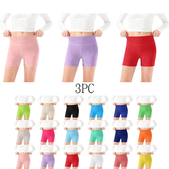 SGFCWSX Girls Stretch High Waisted Biker Shorts, Kids Comfort Breathable Safety Soft Under Shorts for Summer Workout Size 7-8 Years