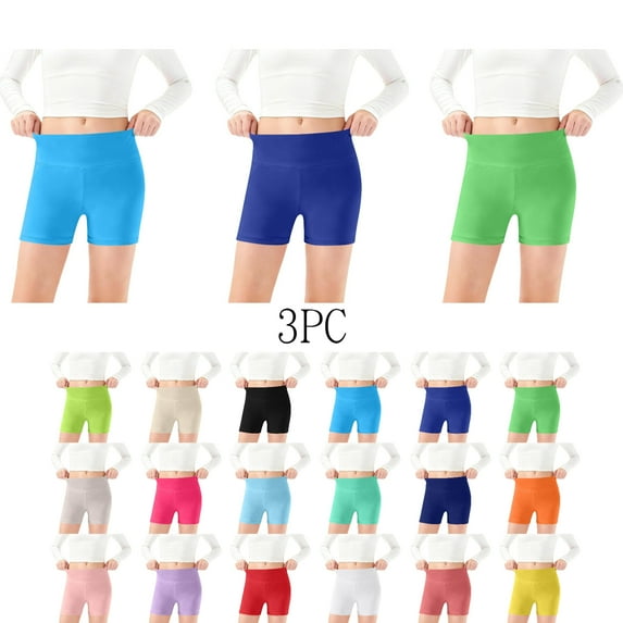 SGFCWSX Girls Stretch High Waisted Biker Shorts, Kids Safety Soft Breathable Comfort Under Shorts for Summer Workout Size 11-12 Years