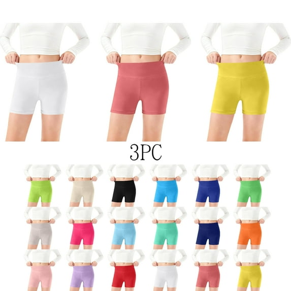 SGFCWSX Girls Stretch High Waisted Yoga Shorts, Kids Comfort Soft Safety Breathable Under Shorts for Summer Workout Size 11-12 Years