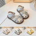 thumbnail image 1 of SGFCWSX Girls Summer Sandals Closed Toe Bow Lace Hollow Out Ankle Strap Soft Sole Casual Beach Outdoor Shoes for Daily Use Silver Size 9.5 Toddler, 1 of 6