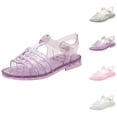 thumbnail image 1 of SGFCWSX Girls Summer Sandals Kids Jelly Glitter Adjustable Buckle Open Toe Casual Shoes Purple Size 4.5-5 Years, 1 of 9