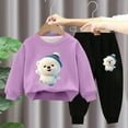 thumbnail image 1 of SGFCWSX Girls Sweatsuit Sets Fleece Winter Outfits 2 Piece Skinny Sweatpants and Sweatshirts Set Purple Size 8 Years, 1 of 3
