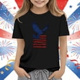 thumbnail image 1 of SGFCWSX Girls T-Shirts Kids American Flag Print Patriotic Short Sleeve Casual Graphic Tops Black Size 3-4 Years, 1 of 5