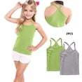 thumbnail image 1 of SGFCWSX Girls Tank Tops 2 Pack Criss Cross Back Ribbed Sleeveless Summer Casual Daily Wear Shirt Green Size 8 Years, 1 of 8