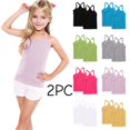 thumbnail image 1 of SGFCWSX Girls Tank Tops 2pc Soft Ribbed Racerback Sleeveless Casual Everyday Wear Shirt Pink Size 2 Years, 1 of 7