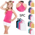thumbnail image 1 of SGFCWSX Girls Tank Tops 5 Pack Solid Color Racerback Sleeveless Camisole Casual Basic Tops Breathable for Kids Daily Wear White Size 6 Years, 1 of 10