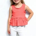 thumbnail image 1 of SGFCWSX Girls Tank Tops Kids Peplum Ruffle Hem Sleeveless Casual Soft Top Watermelon Red Size 4-5 Years, 1 of 5