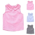 thumbnail image 1 of SGFCWSX Girls Tank Tops Plaid Print Peter Pan Collar Sleeveless Casual Daily Wear Shirt Pink Size 1 Years, 1 of 4