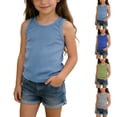 thumbnail image 1 of SGFCWSX Girls Tank Tops Ribbed Knit Basic Sleeveless Casual Daily Wear Shirt Blue Size 2 Years, 1 of 9