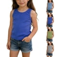 thumbnail image 1 of SGFCWSX Girls Tank Tops Ribbed Knit Basic Sleeveless Casual Daily Wear Shirt Dark Blue Size 5 Years, 1 of 9