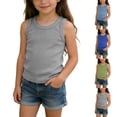 thumbnail image 1 of SGFCWSX Girls Tank Tops Ribbed Stretchy Sleeveless Casual Active Wear Shirt Gray Size 8 Years, 1 of 9