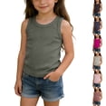 thumbnail image 1 of SGFCWSX Girls Tank Tops Soft Ribbed Sleeveless Casual Daily Wear Shirt Green Size 2-3 Years, 1 of 9