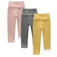 thumbnail image 1 of SGFCWSX Girls Thermal Pants Solid Color High Waist Legging Pants Elastic Fleece Lining Winter Soft Leggings Light Blue Size 8 Years, 1 of 3