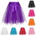 thumbnail image 1 of SGFCWSX Girls Tutu Skirt Elastic Waist Sparkle Tulle Layered Kids A Line Mini Skirts Daily Party Dance Wear Purple Size 5-14 Years, 1 of 3