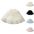 thumbnail image 1 of SGFCWSX Girls Tutu Skirt Elastic Waist Summer Casual Kids Tulle Bow Fluffy Layered Mini Skirts Daily Party Wear Beige Size 10-11 Years, 1 of 8