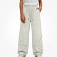 thumbnail image 1 of SGFCWSX Girls Wide Leg Pants, Elastic Drawstring Waist Loose Fit Casual Trousers with Pockets for Streetwear Daily Outfits Gray Size 5T, 1 of 7