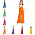 thumbnail image 1 of SGFCWSX Girls Wide-Leg Suspender Pants, Kids School Pants Daily Casual Button Overalls Orange Size 2-3 Years, 1 of 9