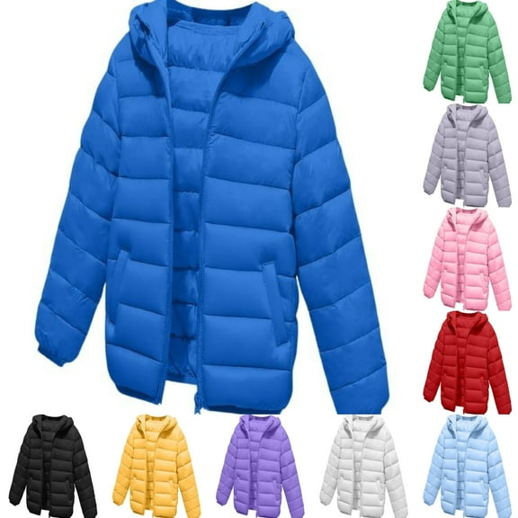 SGFCWSX Girls Windbreaker Jacket with Hood Kids Puffer Coat Warm Lightweight Jackets Blue Size 12-14 Years