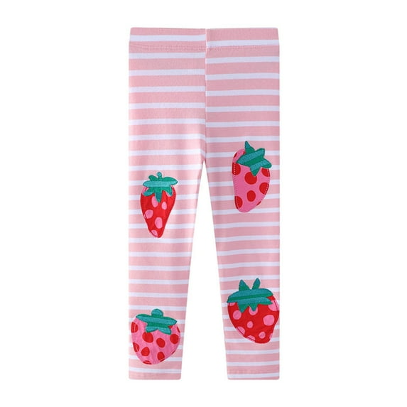 SGFCWSX Girls Winter Leggings Fleece Lined Pants Kids High Waisted Print Warm Legging Pants Pink Size 7 Years