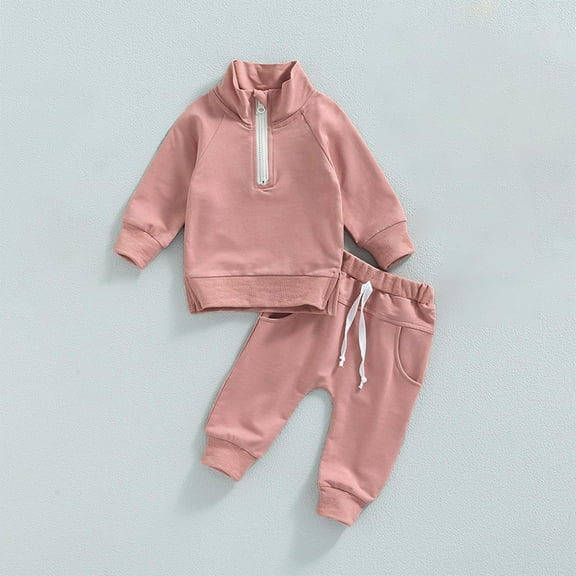 SGFCWSX Girls Winter Set Toddler 2 Piece Outfits High Neck Shirt and Drawstring Pants Sets Pink Size 3 Years