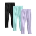 thumbnail image 1 of SGFCWSX Girls Yoga Leggings Solid Color 3 Pack Pants Kids High Waisted Stretch Legging Pants Mint Green Size 3 Years, 1 of 9